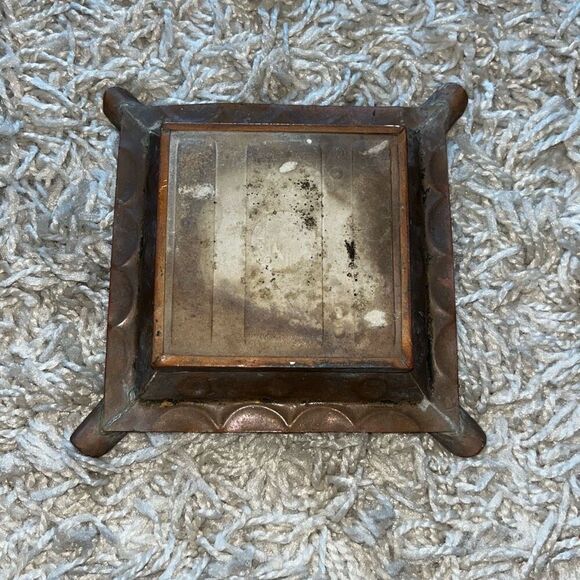 VINTAGE CIASA BRASS COPPER ASHTRAY WITH TILE CENTER - Picture 3 of 11